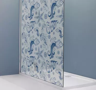 Wandtattoo Badezimmer Duschkabine dekorative Meerestiere - TenStickers