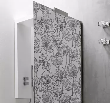 Duschkabinen Folie Duschwand mit mohnblumen - TenStickers
