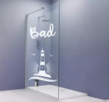 Einfarbiger Leuchtturm mit Text Folie Duschkabine - TenStickers