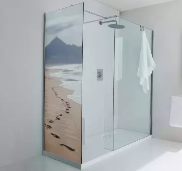 Wandtattoo Badezimmer Duschkabine Fußabdrücke am Strand - TenStickers