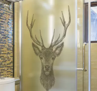 Wandtattoo Badezimmer Folie Duschkabine Hirschkopf - TenStickers