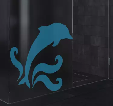 Wandtatoo Badezimmer Folie Duschkabine springender Delphin - TenStickers