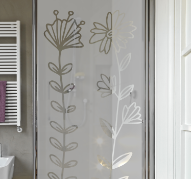 Wasserfeste Folie für Dusche zwei Arten von Blumen - TenStickers