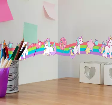 Bordüre selbstklebend Einhornmuster - TenStickers