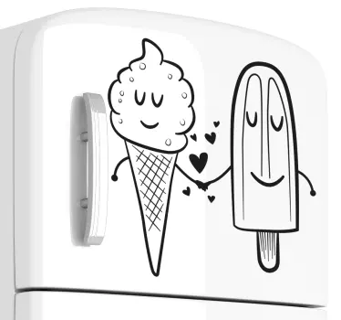 Kühlschrank Folie verliebtes Eispaar - TenStickers