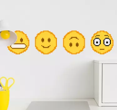 Emoji Pixel Wandaufkleber - TenStickers