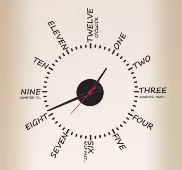 Wandtattoo Uhr in Englisch - TenStickers