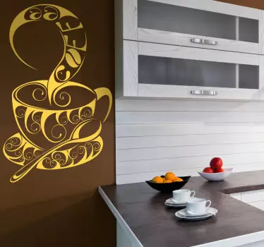 Exotische Kaffeetasse Wandtattoo - TenStickers