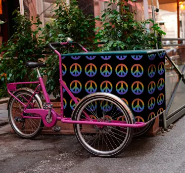 Fahrrad aufkleber mit bunten friedenssymbolen - TenStickers