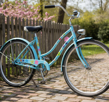 Fahrrad aufkleber mit groovigen hippie-blumen - TenStickers