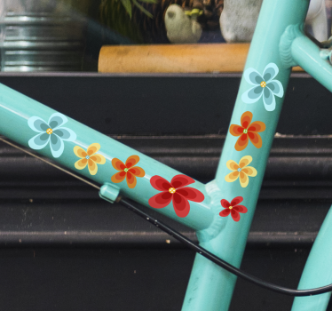 Bunte Blümchen Fahrrad Aufkleber - TenStickers