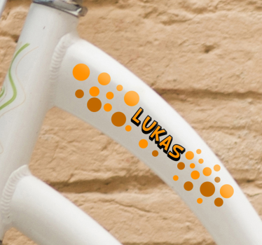 Namesaufkleber Fahrrad Orange Kreise anpassbar - TenStickers