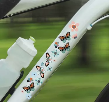 Schmetterlinge und Blumen Fahrrad Aufkleber - TenStickers