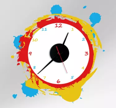 Farbkleckse Uhr Sticker - TenStickers