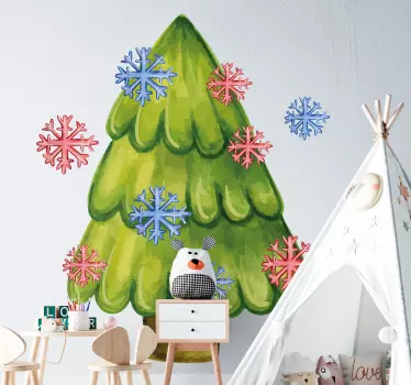 Weihnachtssticker festlicher grüner baum - TenStickers