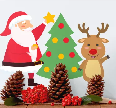 Weihnachtsaufkleber fröhlicher weihnachtsmann - TenStickers
