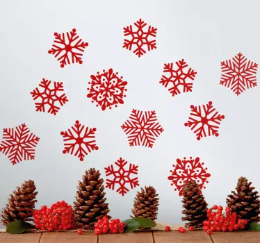 Weihnachtssticker mit rotem schneeflockenmuster - TenStickers