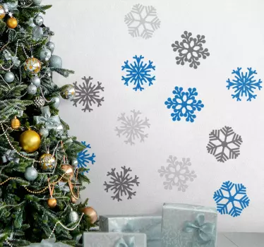 Weihnachtssticker schneeflockenmuster set - TenStickers