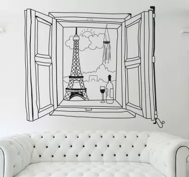 Fenster nach Paris Sticker - TenStickers