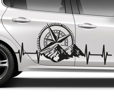 Fenster Sticker Berge und kompass für auto - TenStickers
