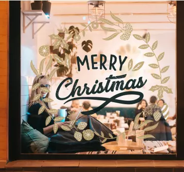 Blumenstickerei Schaufensteraufkleber Weihnachten - TenStickers