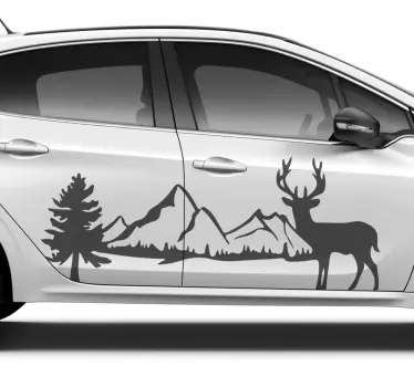 Autoaufkleber Schweiz mit Hirsch Wandtattoo Berge - TenStickers