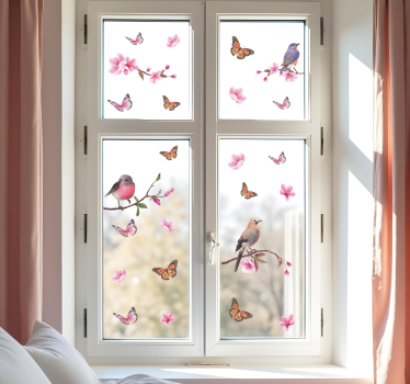 Fensteraufkleber bunte vögel und schmetterlinge - TenStickers