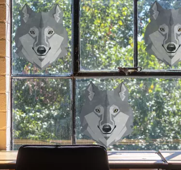 Fensteraufkleber geometrisches wolfsgesicht - TenStickers