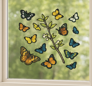Fensteraufkleber grünes schmetterlingsmuster - TenStickers