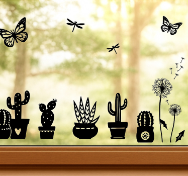 Fensteraufkleber lustige pflanzendekoration - TenStickers