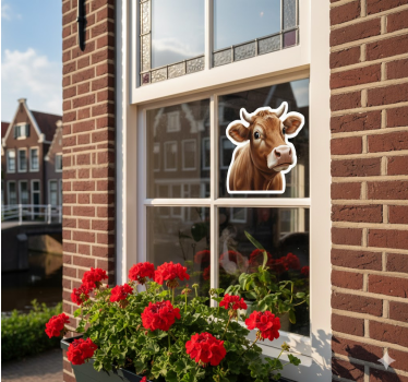 Fensteraufkleber neugierige landkuh - TenStickers