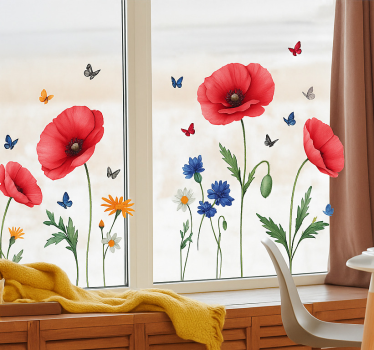 Fensteraufkleber rote mohnblume - TenStickers