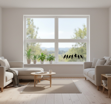 Fensteraufkleber vögel auf einer leine - TenStickers