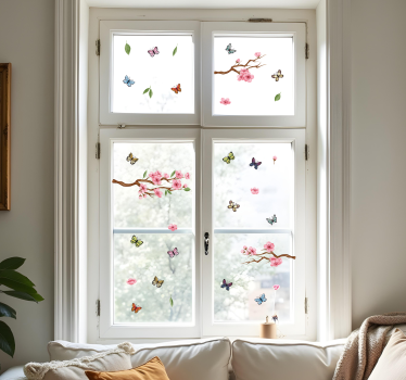 Fensteraufkleber zweige und schmetterlinge - TenStickers