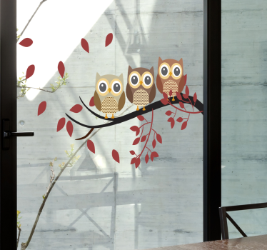 Fensteraufkleber Eulen auf dem Baum - TenStickers