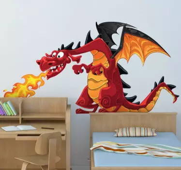 Wandtattoo Kinderzimmer feuerspuckender Drache - TenStickers