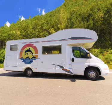 Delphine im Sonnenuntergang Wohnmobil Aufkleber - TenStickers