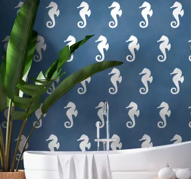 Wandtattoo Badezimmer Seepferdchen Muster - TenStickers