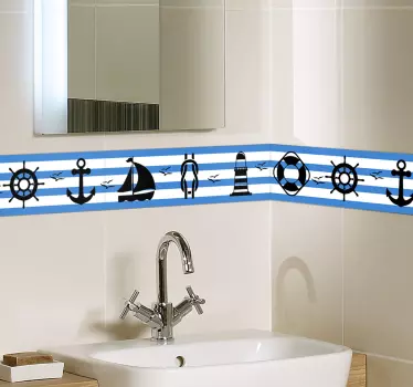 Marine Wandtattoo Badezimmer maritim Bordüre selbstklebend - TenStickers