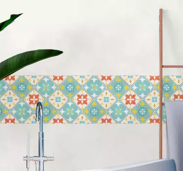 Fliesen Aufkleber buntes Fliesenmuster im Vintage-Stil - TenStickers