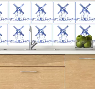 Fliesen Aufkleber Delfts blaue mühle - TenStickers