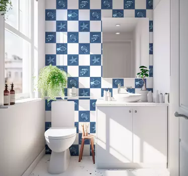 Meerestiere Fliesenmuster Wandtattoo Badezimmer - TenStickers