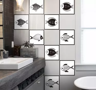 Fliesenfolie Schönes Fischmuster - TenStickers