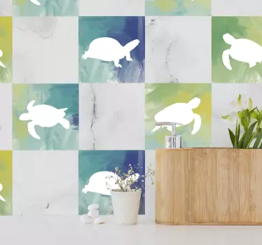 Fliesenfolien Set Bunte Schildkröten - TenStickers