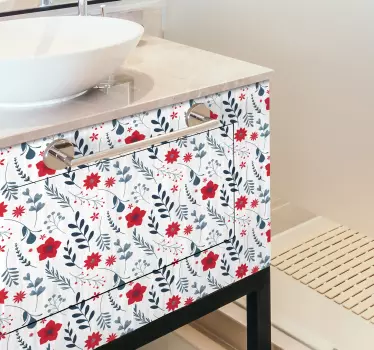 Floraler Aufkleber Badezimmerschrank - TenStickers