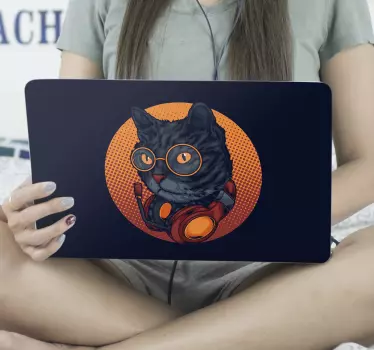 Folie katze mit kopfhörern - TenStickers