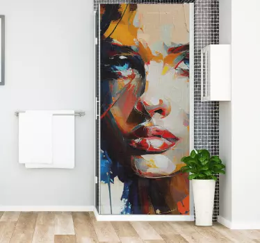 Wandtattoo Badezimmer Folie mit gemaltem Frauen Gesicht - TenStickers
