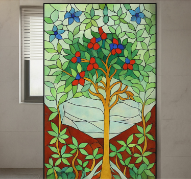 Folie Duschkabine baum buntglas - TenStickers