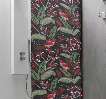 Folie duschkabine botanisches vogelkonzept - TenStickers