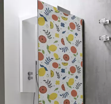 Folie Duschkabine bunte fruchtmuster - TenStickers